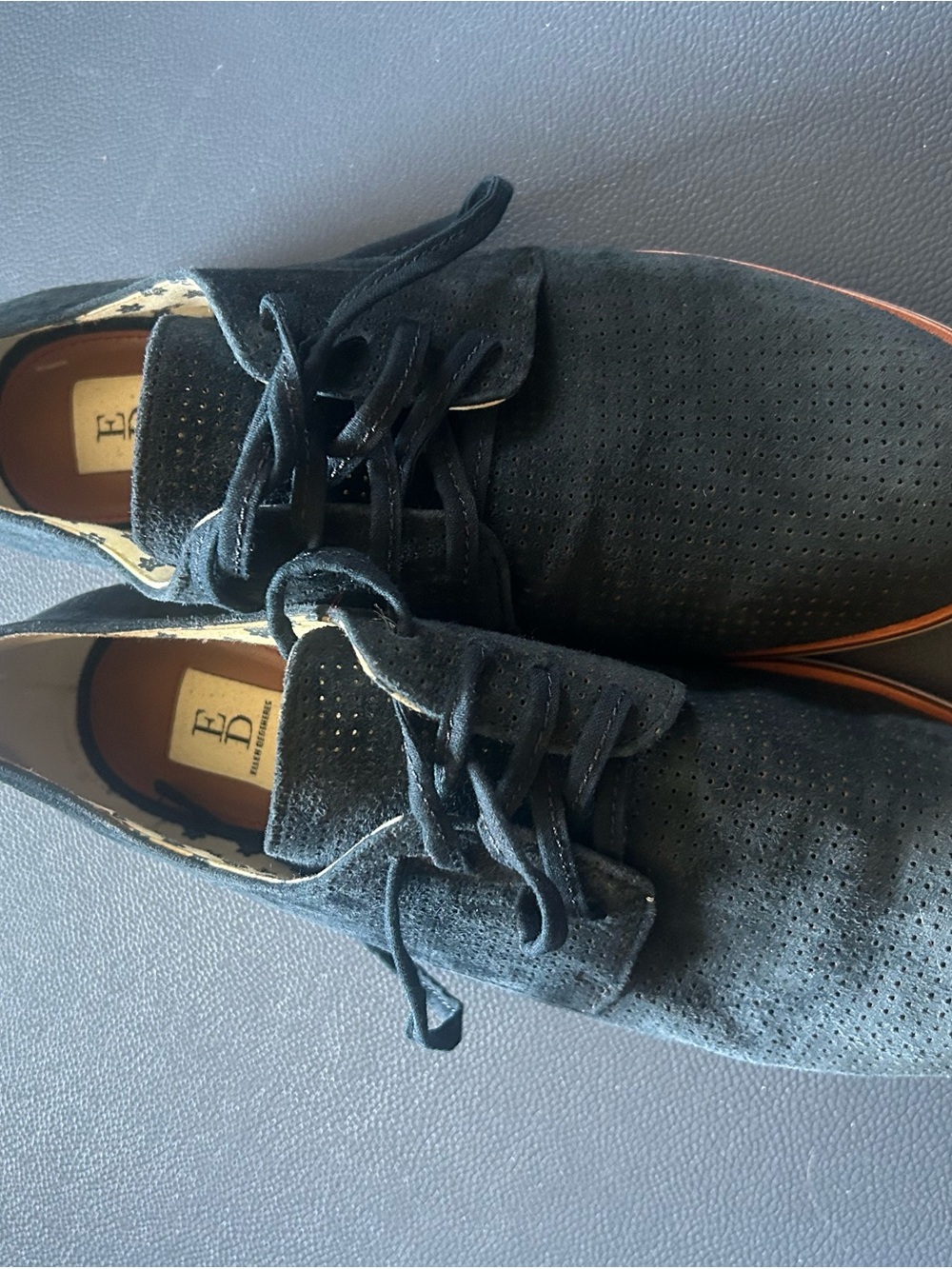 ED Blue Suede Perforated Kid's Lace-Up Shoes